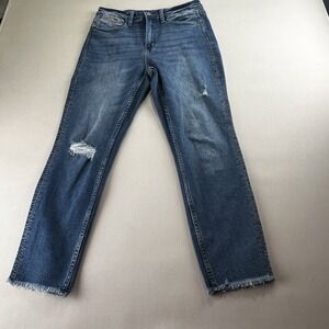 Judy Blue Jeans Women's 9/29 Boyfriend Fit Stretch Distressed Tan Stitching